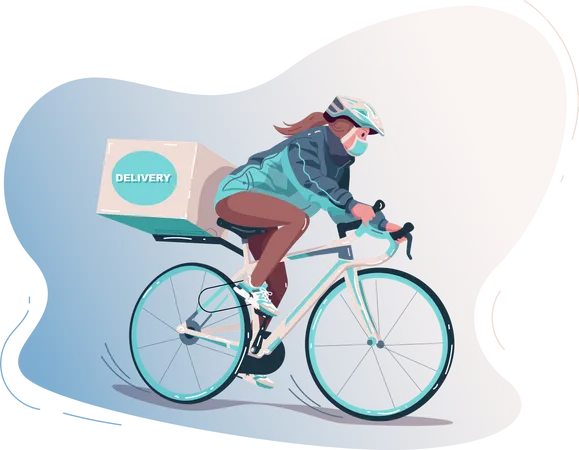 Delivery girl going to deliver courier  Illustration