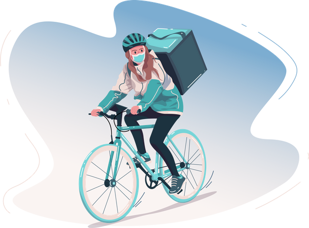 Delivery girl going to deliver courier  Illustration