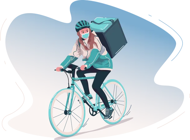 Delivery girl going to deliver courier  Illustration