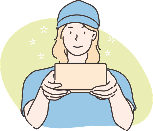 Delivery girl is delivering orders  Illustration