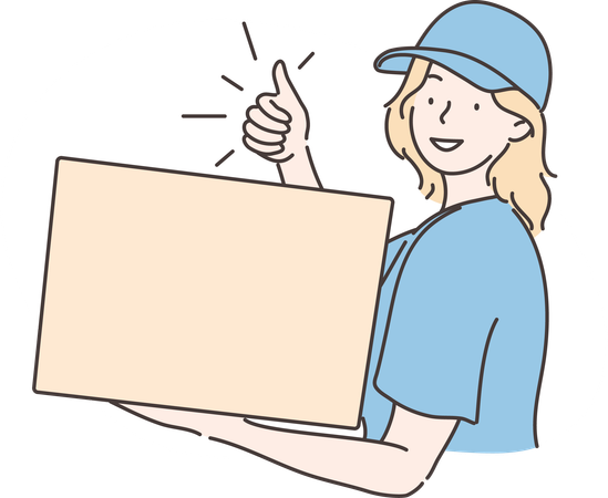 Delivery girl is happy  Illustration