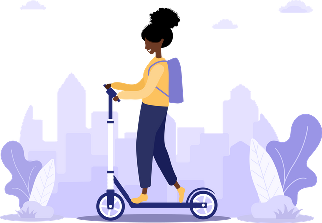 Delivery girl on a scooter with an order Illustration