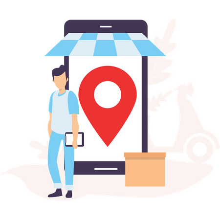 Delivery guy at delivery location  Illustration