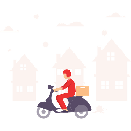 Delivery guy delivering parcel home to home  Illustration