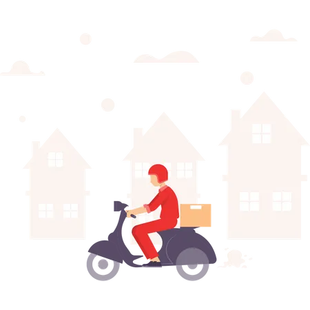 Delivery guy delivering parcel home to home  Illustration