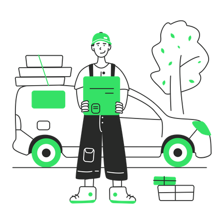 Delivery guy delivering parcels  Illustration