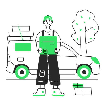 Delivery guy delivering parcels  Illustration