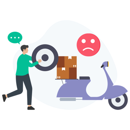 Delivery guy facing problem in delivering parcel  Illustration