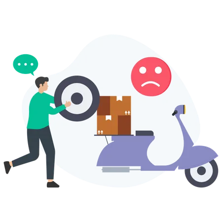 Delivery guy facing problem in delivering parcel  Illustration