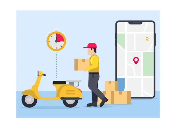 Delivery guy going to deliver parcel  Illustration