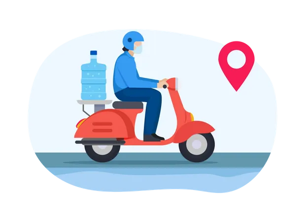 Delivery guy going to deliver water bottle Illustration