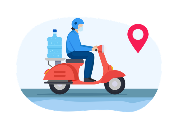 Delivery guy going to deliver water bottle  Illustration