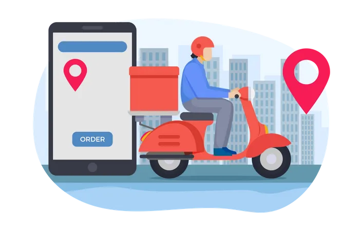 Delivery guy going to delivery food delivery Illustration