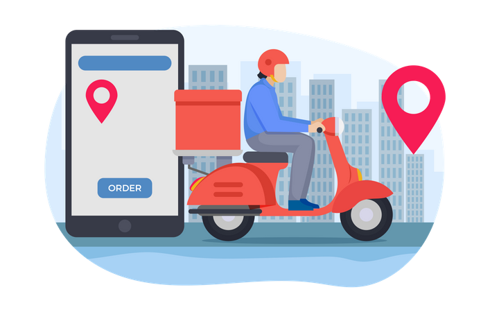 Delivery guy going to delivery food delivery  Illustration