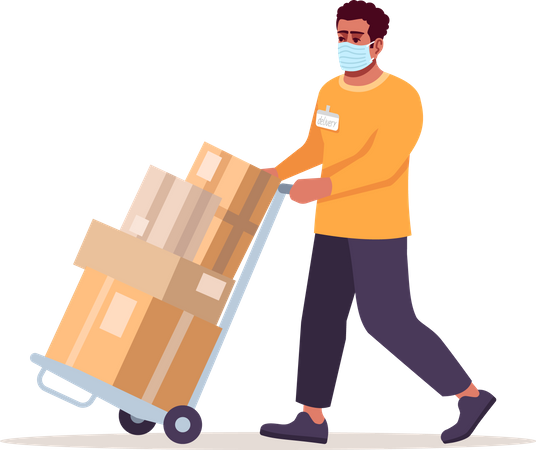 Delivery guy in surgical mask  Illustration