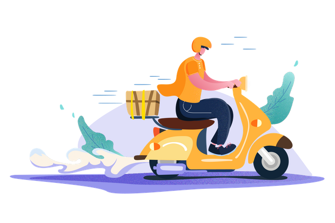 Delivery guy on vehicle  Illustration