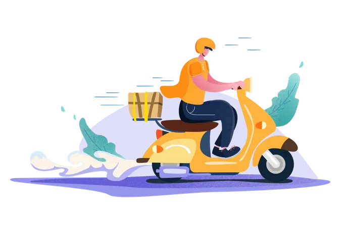 Delivery guy on vehicle  Illustration