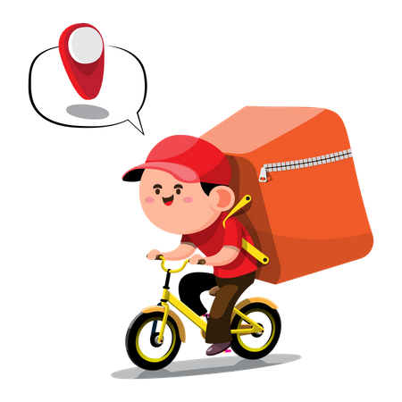 Delivery guy reaching delivery location Illustration
