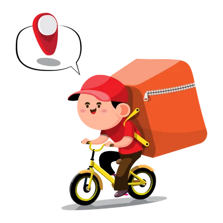 Delivery guy reaching delivery location Illustration