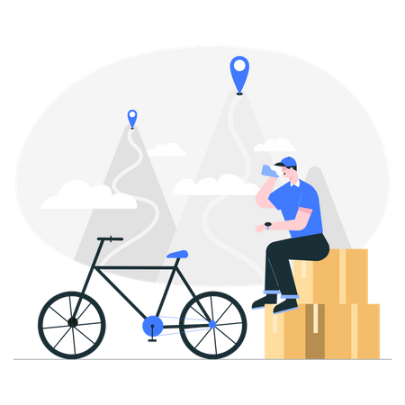 Delivery guy ready for delivery Illustration
