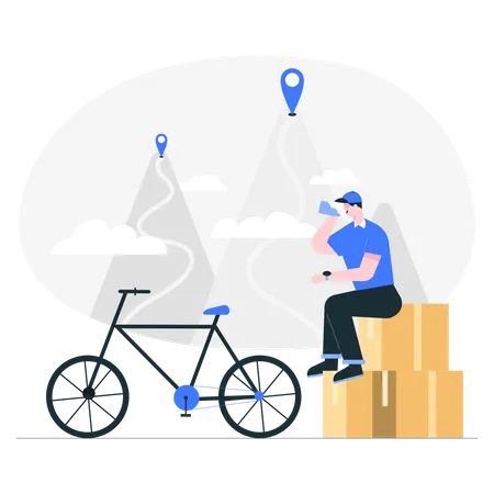 Delivery guy ready for delivery Illustration