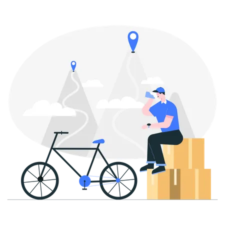 Delivery guy ready for delivery  Illustration