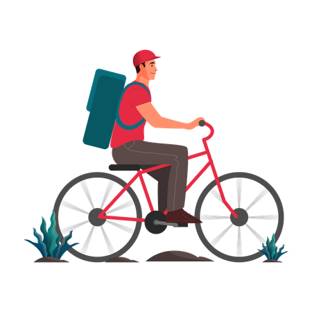 Delivery guy riding cycle Illustration
