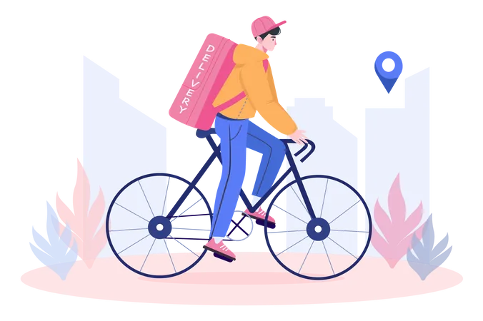Delivery guy riding cycle Illustration