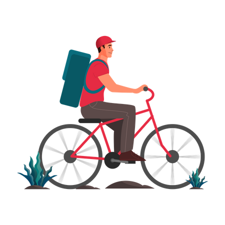 Delivery guy riding cycle  Illustration