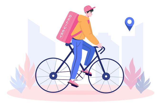Delivery guy riding cycle  Illustration