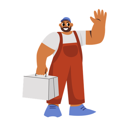 Delivery guy waving hand  Illustration