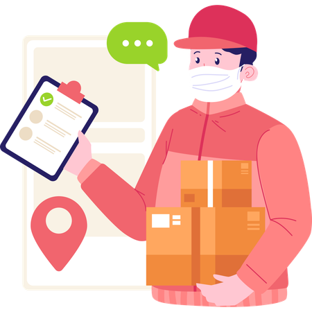 Delivery guy with delivery boxes in hand  Illustration