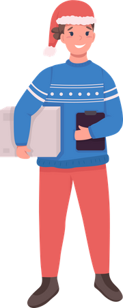 Delivery guy with package Illustration
