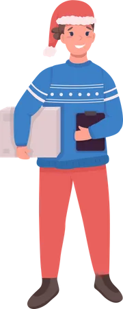 Delivery guy with package Illustration