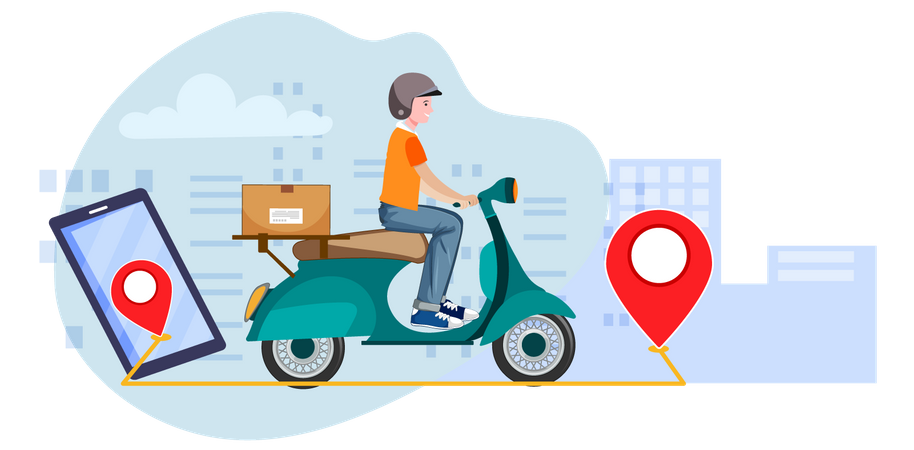 Delivery Guy with Parcel to deliver Illustration