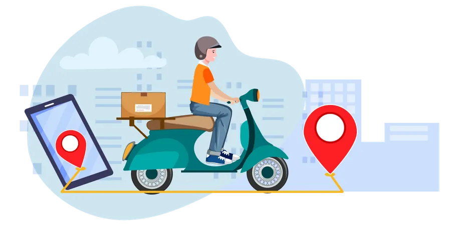 Delivery Guy with Parcel to deliver Illustration