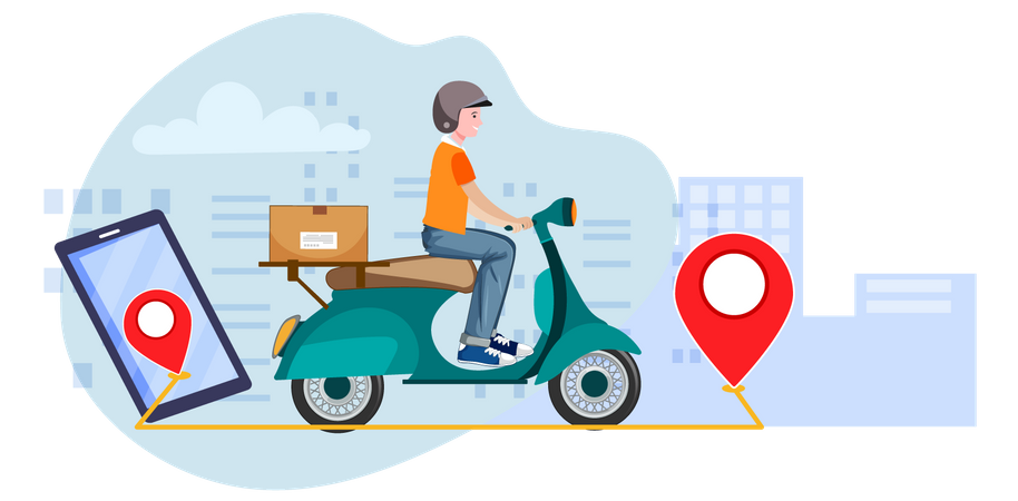 Delivery Guy with Parcel to deliver  Illustration