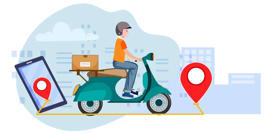 Delivery Guy with Parcel to deliver  Illustration