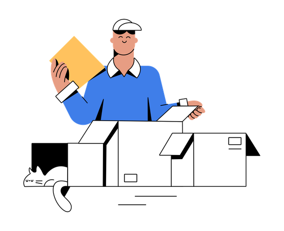 Delivery inspection done by delivery man  Illustration