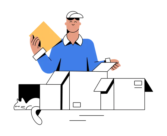 Delivery inspection done by delivery man  Illustration