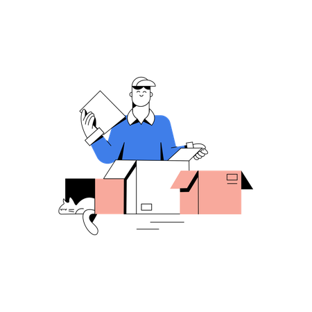 Delivery inspection done by delivery man  Illustration