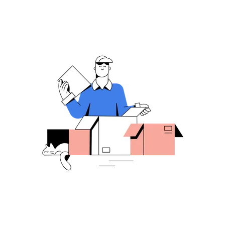 Delivery inspection done by delivery man  Illustration