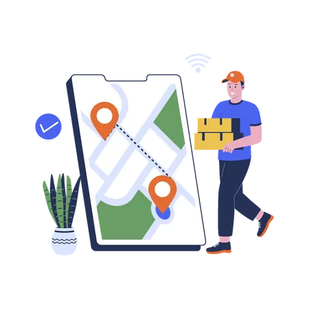 Delivery Location Concept Illustration Navigation Apps Flat Design Illustration Illustration