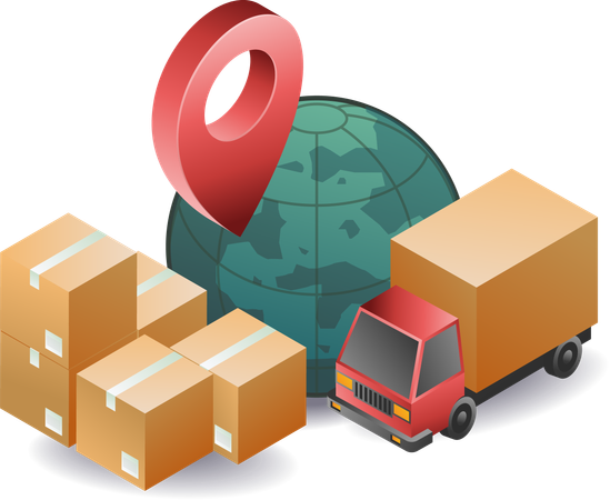 Delivery location of goods package  Illustration