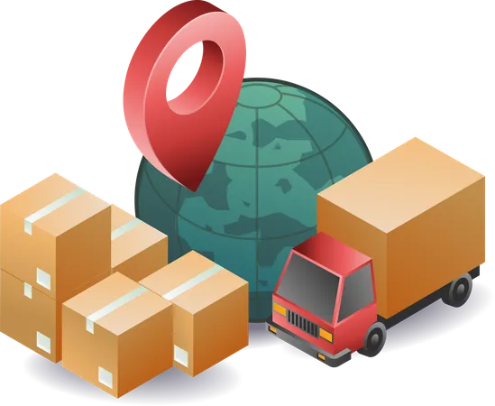 Delivery location of goods package  Illustration