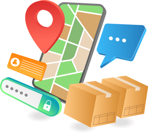 Delivery location tracking app Illustration