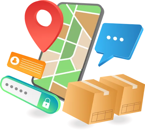 Delivery location tracking app Illustration