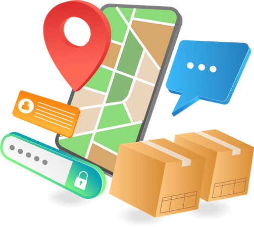 Delivery location tracking app  Illustration