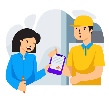 Delivery Man and Woman Signature  Illustration