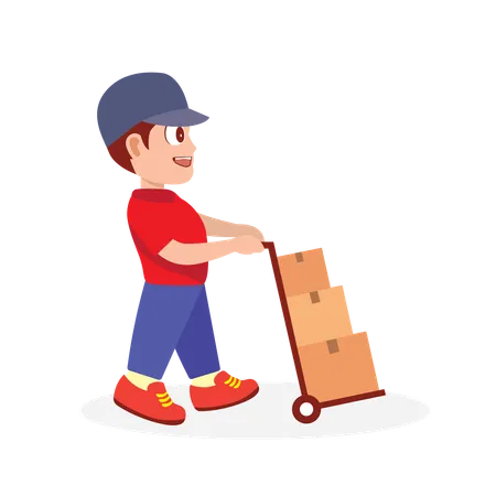 Delivery Man arranging stock  Illustration